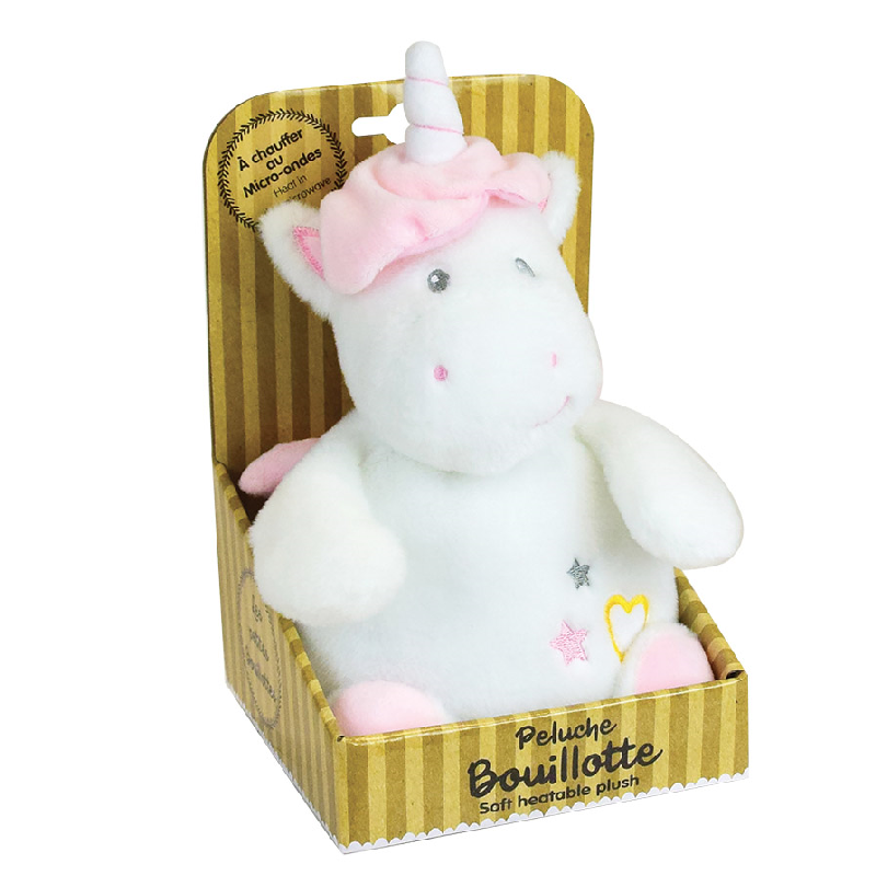  soft heatable plush unicorn pink white 20 cm 